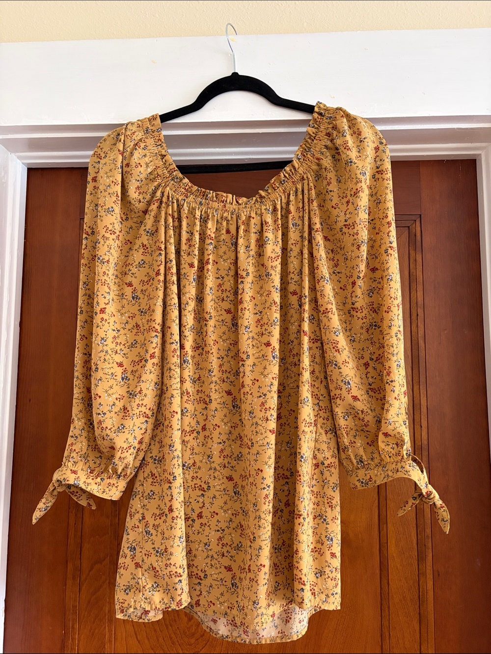 Hayden Mustard Floral Peasant Blouse